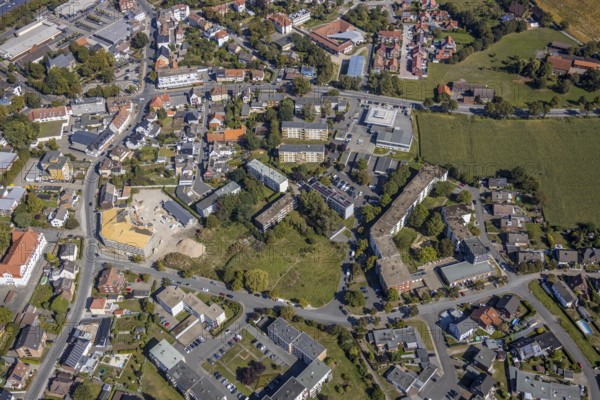 Aerial view, construction site residential buildings Waldenburger Straße corner Holzstraße,