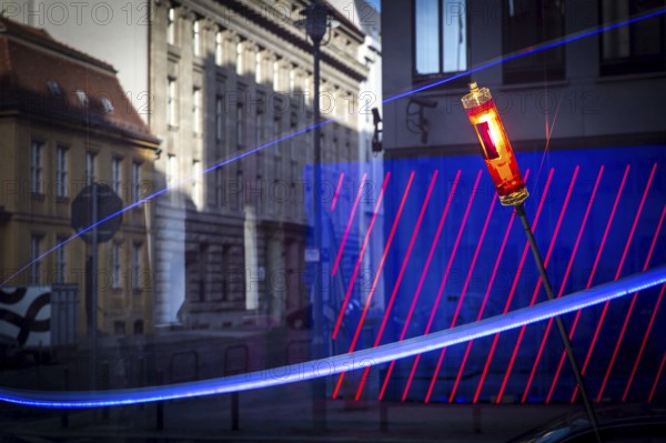 DEU Germany Germany Berlin The light installation Spatial Radiation by artist Moritz Wermelskirch