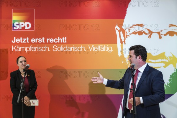 DEU Germany Germany Berlin Raising the rainbow flag with Petra Nowacki and SPD General Secretary
