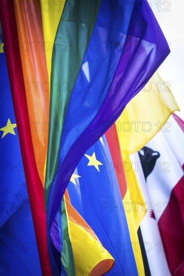 DEU Germany Germany Berlin Raising the rainbow flag with Petra Nowacki and SPD General Secretary