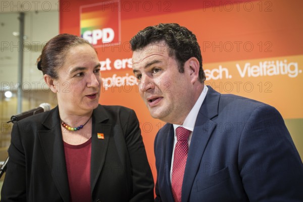 DEU Germany Germany Berlin Raising the rainbow flag with Petra Nowacki and SPD General Secretary