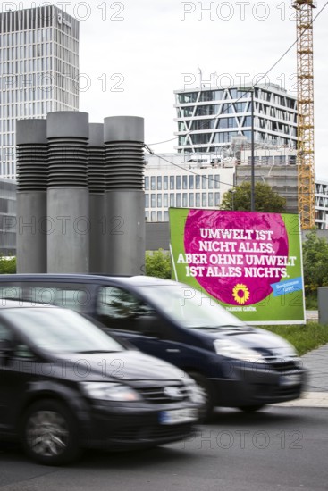DEU Germany Germany Berlin A Green Party election poster in front of the main railway station and