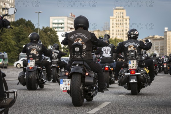 DEU Germany Germany Berlin Motorbike parade in protest against the ban on the public wearing of