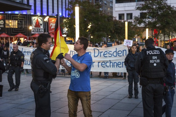 DEU Germany Germany Dresden Pegida demonstration in the city centre. Counter-demonstration in the