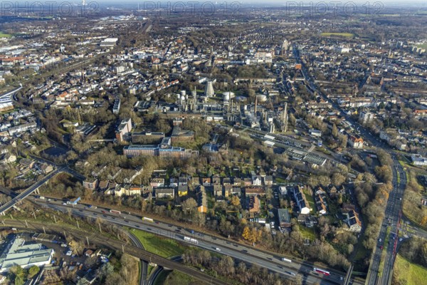 Aerial view, chemical plant Ineos Solvents Germany, RAG AG, Herne-Mitte, Herne, Ruhr area, North
