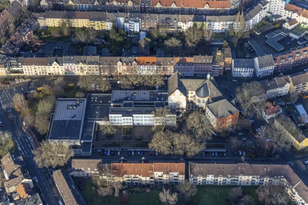 Aerial view, Städt. Gymnasium Eickel, Wanne-Süd, Herne, Ruhr area, North Rhine-Westphalia, Germany,