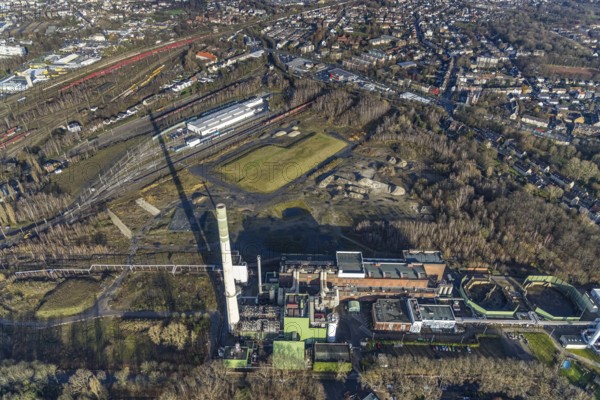 Aerial view, construction site new Stadler Schienenfahrzeuge branch, former General Blumenthal mine