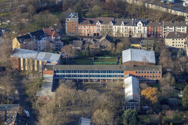 Aerial photo, Realschule Crange, Wanne, Herne, Ruhr area, North Rhine-Westphalia, Germany,