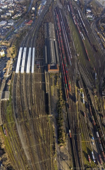 Aerial view, Wanne-Eickel main station, Wanne, Herne, Ruhr area, North Rhine-Westphalia, Germany,