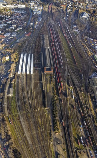 Aerial view, Wanne-Eickel main station, Wanne, Herne, Ruhr area, North Rhine-Westphalia, Germany,