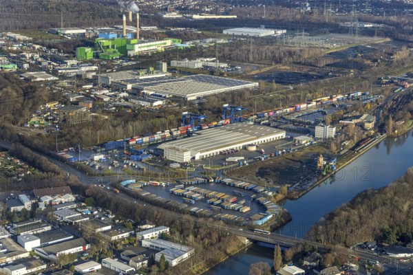 Aerial view, commercial area Am Westhafen, CTH Container Terminal Herne GmbH, Müller - Die lila
