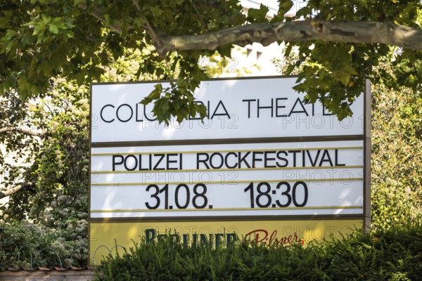 DEU Germany Germany Berlin An announcement sign for a police rock festival at the Columbia Theatre