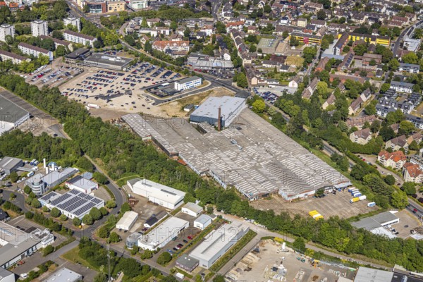 Aerial view, police station Hattingen, commercial area Nierenhofer Straße, Hattingen, Ruhr area,