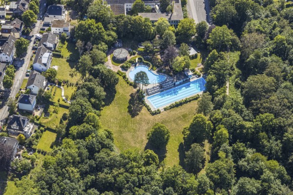 Aerial view, outdoor swimming pool Welper, Blankenstein, Hattingen, Ruhr area, North