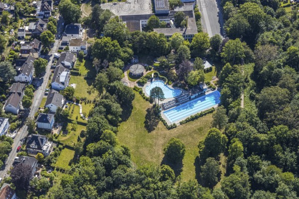 Aerial view, outdoor swimming pool Welper, Blankenstein, Hattingen, Ruhr area, North