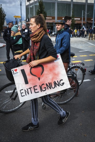 DEU Germany Germany Berlin Demonstration against rent increase and gentrification. poster with