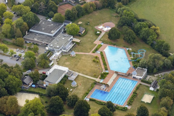 Aerial view, HeljensBad, Heiligenhaus, Ruhr area, North Rhine-Westphalia, Germany, bathing