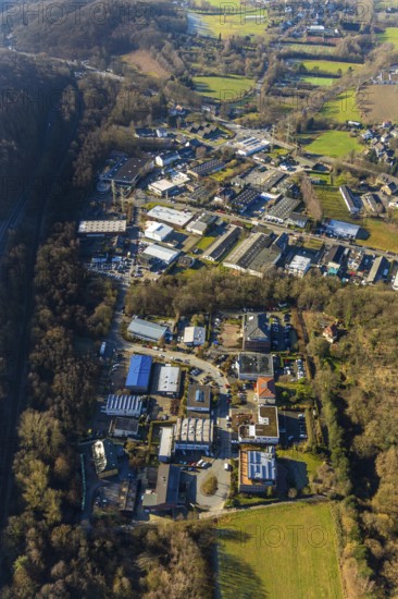 Aerial view, industrial estate Gahlenfeld, end, Herdecke, Ruhr area, North Rhine-Westphalia,
