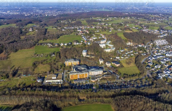 Aerial view, community hospital Herdecke, Waldorfkindergarten Herdecke, Herdecke, Ruhr area, North