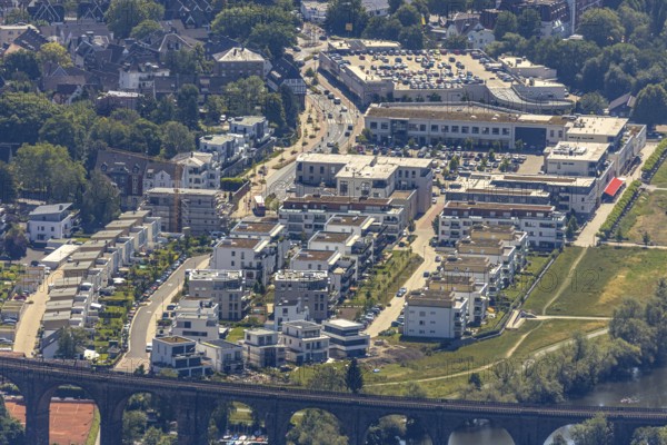 Aerial view, Quartier Ruhr-Aue Center, Ruhrpromenade, Herdecke, Ruhr area, North Rhine-Westphalia,