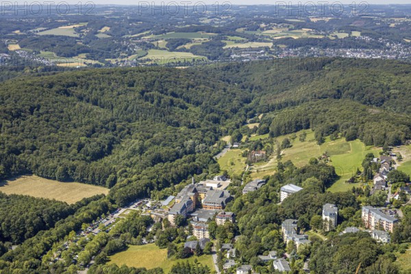 Aerial view, forest area with distant view, Community Hospital Herdecke, Waldorfkindergarten