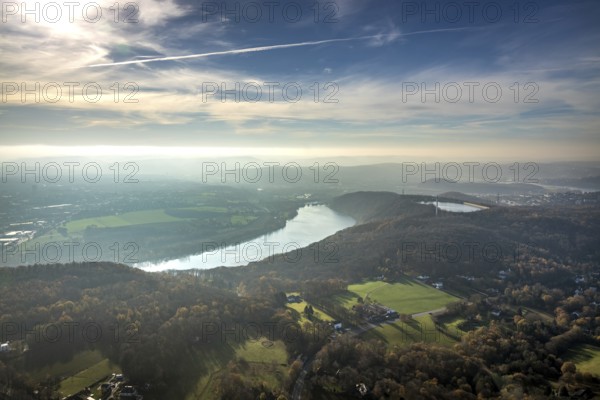 Aerial view, Ruhr, Köpchenwerk, pumped storage plant, Wittbräucke, Herdecke, Ruhr area, North