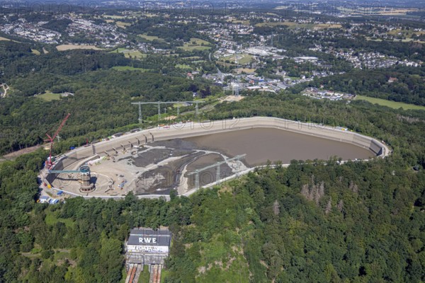 Aerial photo, RWE has completely emptied the large upper reservoir for the main inspection at the