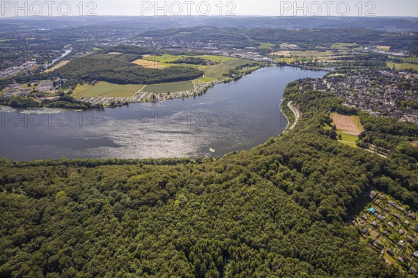 Aerial view, Harkortsee, view to Kaisberg Hagen-Vorhalle, campsite at Harkortsee, Wetter, Ruhr