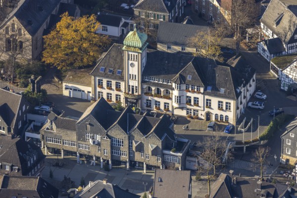 Aerial view, town hall city of Herdecke, Herdecke, Ruhr area, North Rhine-Westphalia, Germany, DE,