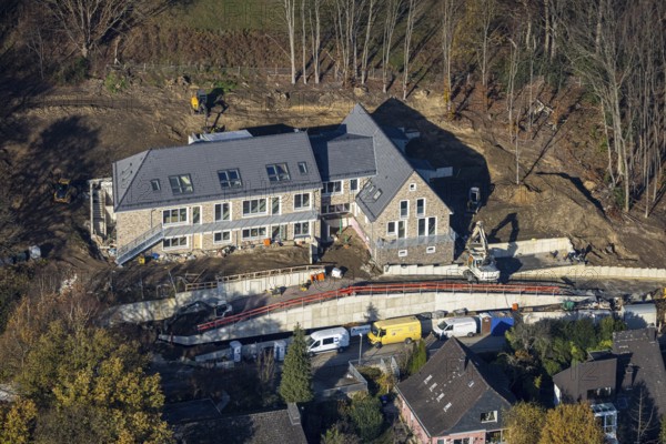 Aerial view, new building kindergarten Am Bergweg, Westende, Herdecke, Ruhr area, North