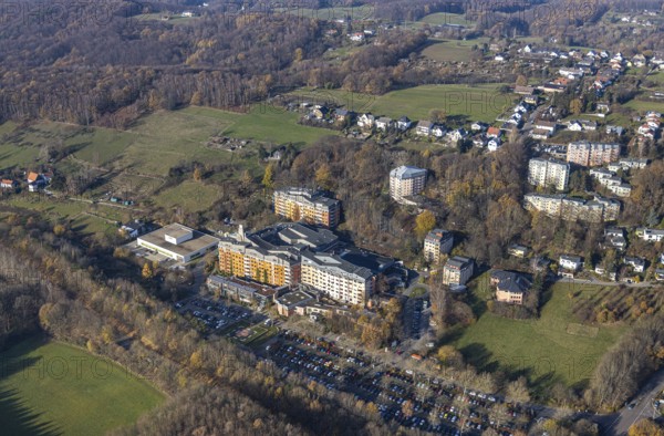 Aerial view, community hospital Herdecke, Westende, Herdecke, Ruhr area, North Rhine-Westphalia,