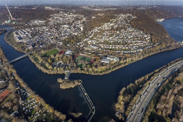 Aerial view, overview Herdecke, Ruhr, motorway A1, Herdecke, Ruhr area, North Rhine-Westphalia,