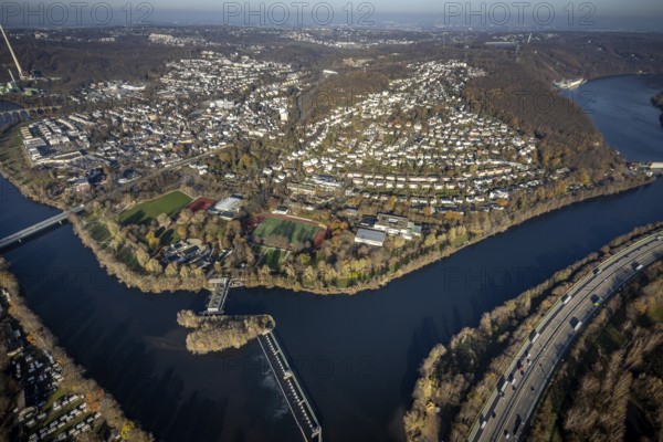Aerial view, overview Herdecke, Ruhr, Herdecke, Ruhr area, North Rhine-Westphalia, Germany, DE,