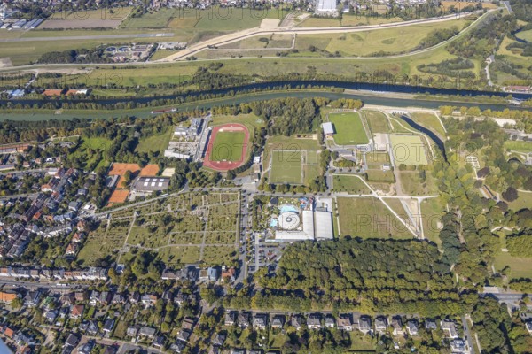 Aerial view, Maximare Erlebnistherme Bad Hamm, Sports Centre East, Ahsedüker construction site,