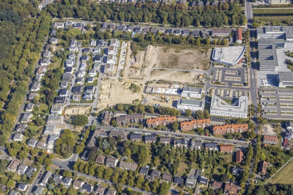 Aerial view, construction area SCI:Q Science Quarter Hamm, Paracelsuspark, Hamm-Lippstadt