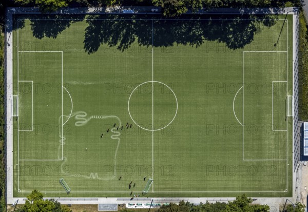 Aerial view, sports field in sports park, football field, Herne, Ruhr area, North Rhine-Westphalia,