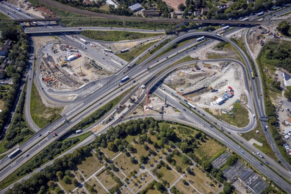 Aerial view, motorway junction Herne, new construction tunnel Baukau from the A43 to the A42,
