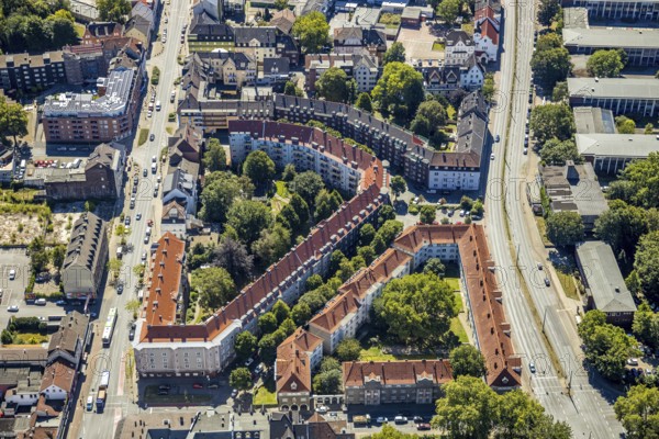 Aerial view, housing estate Goebenstraße, Herne, Ruhr area, North Rhine-Westphalia, Germany, DE,