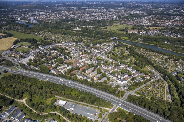 Aerial view, local view Horsthausen, Herne, Ruhr area, North Rhine-Westphalia, Germany, motorway