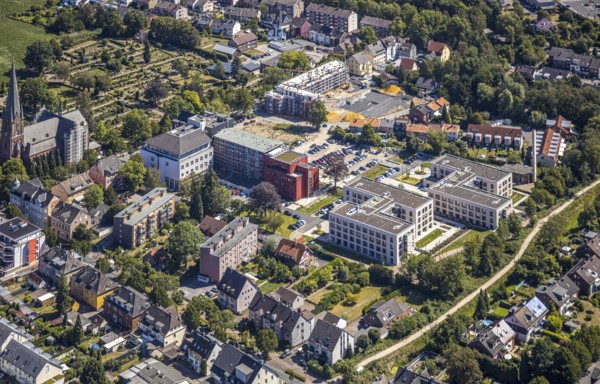 Aerial view, construction site Widumer Höfe, the future retirement home of the St Elisabeth Group,