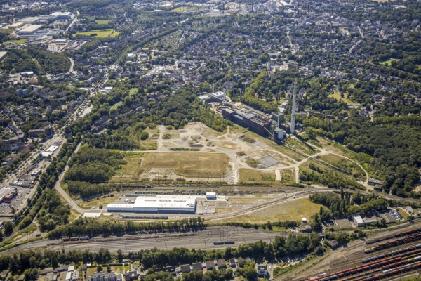 Aerial view, construction site new Stadler Schienenfahrzeuge branch, former General Blumenthal mine