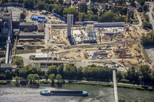 Aerial view, STEAG cogeneration plant Herne, construction site for a gas and steam power plant,