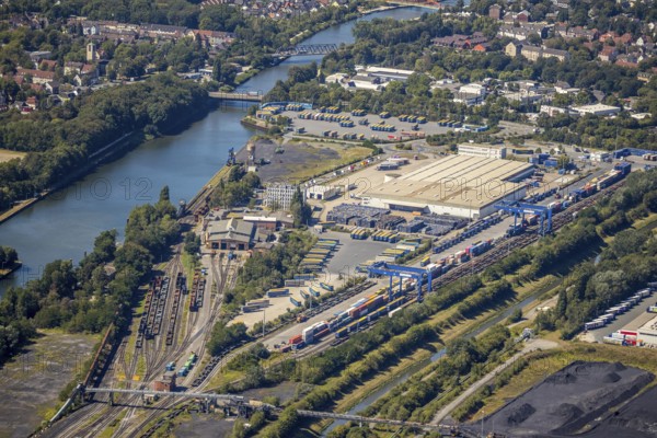 Aerial photograph, industrial estate Am Westhafen, CTH Container Terminal Herne GmbH, Müller - Die