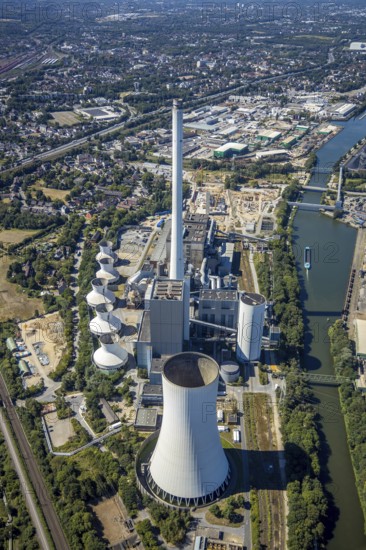 Aerial view, STEAG cogeneration plant Herne, Rhine-Herne-Canal, Herne, Ruhr area, North