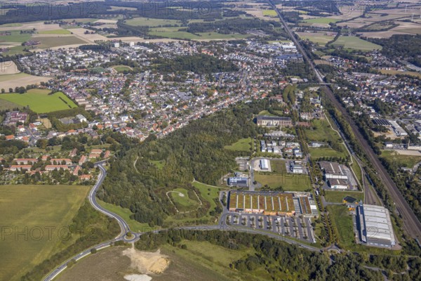 Aerial view, industrial area Sachsenweg, Hamm-Heessen, Hamm, Ruhr area, North Rhine-Westphalia,