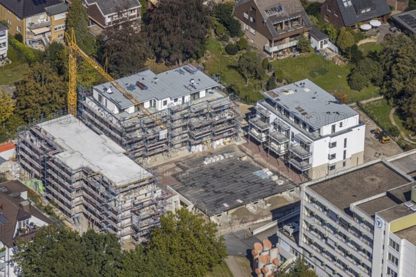Aerial view, construction site new building at St. Josef Hospital Hamm-Bockum-Hövel, Hamm, Ruhr