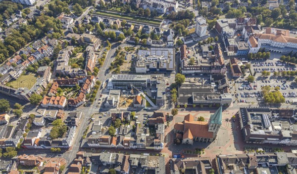 Aerial view, Widumstraße construction site, demolition for new WA office building, Radio Hamm