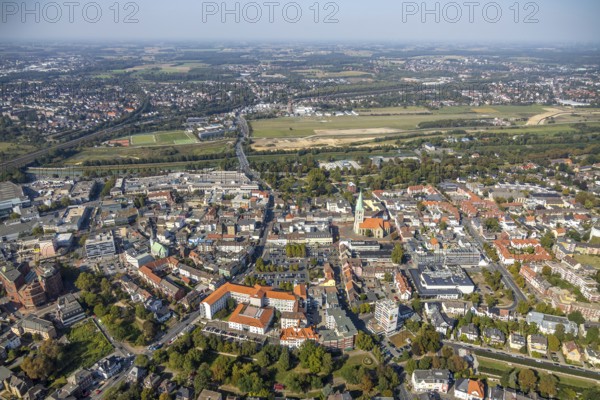 Aerial view, Widumstraße construction site, demolition for new WA office building, Radio Hamm