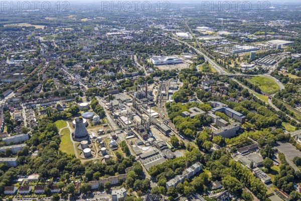 Aerial view, Ineos Herne chemical plant, Herne, Ruhr area, North Rhine-Westphalia, Germany, railway