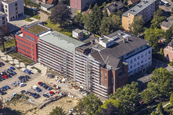 Aerial view, construction site Widumer Höfe, the future retirement home of the St. Elisabeth Group,
